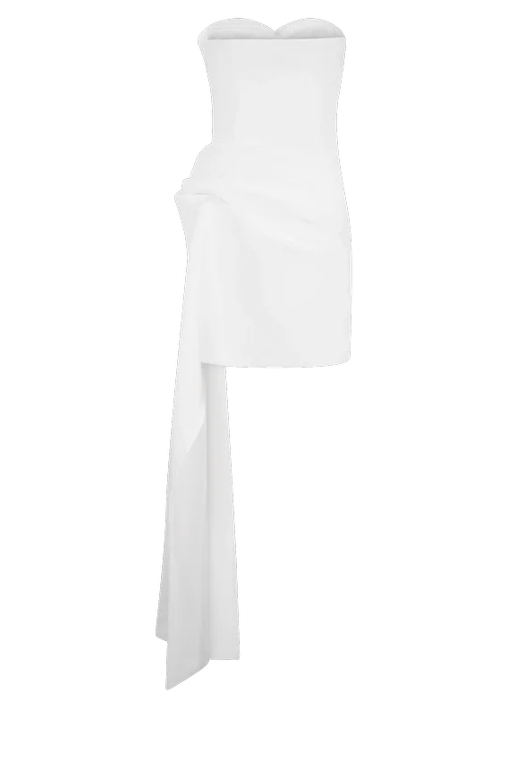 Vestido mini fruncido sin tirantes Evianna – Blanco Vestido mini fruncido sin tirantes Evianna – Blanco
