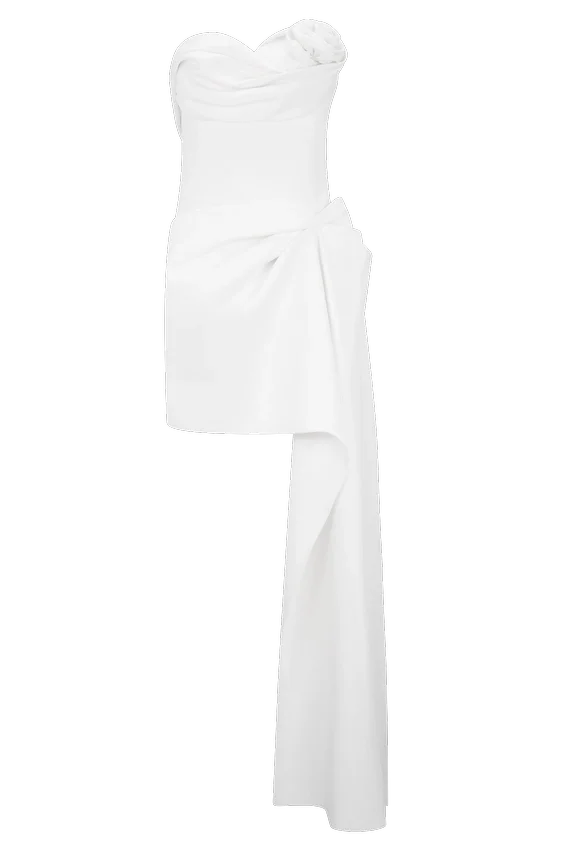 Vestido mini fruncido sin tirantes Evianna – Blanco Vestido mini fruncido sin tirantes Evianna – Blanco