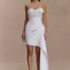 Vestido mini fruncido sin tirantes Evianna – Blanco Vestido mini fruncido sin tirantes Evianna – Blanco