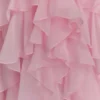Vestido mini halter con volantes en color marigold – Rosa empolvado Vestido mini halter con volantes en color marigold – Rosa empolvado