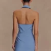 Vestido mini halter de algodón Ruth – Azul océano