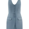 Vestido mini halter de algodón Ruth – Azul océano