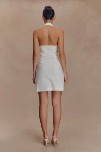 Vestido mini halter de algodón Ruth – Marfil