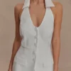 Vestido mini halter de algodón Ruth – Marfil