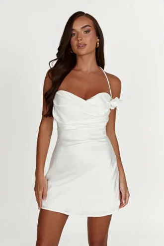 Vestido mini halter Otillie Rose – Blanco