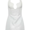 Vestido mini halter Raina Diamante – Blanco