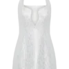 Vestido mini halter Raina Diamante – Blanco