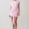 Vestido mini Maiara de manga corta con lazo y corte ceñido – Rosa Vestido mini Maiara de manga corta con lazo y corte ceñido – Rosa