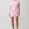 Vestido mini Maiara de manga corta con lazo y corte ceñido – Rosa Vestido mini Maiara de manga corta con lazo y corte ceñido – Rosa