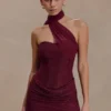 Vestido mini Mattea Diamante con pañuelo – Ciruela Vestido mini Mattea Diamante con pañuelo – Ciruela