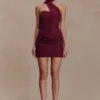 Vestido mini Mattea Diamante con pañuelo – Ciruela Vestido mini Mattea Diamante con pañuelo – Ciruela
