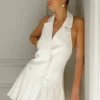 Vestido mini plisado Antoinette – Marfil Vestido mini plisado Antoinette – Marfil