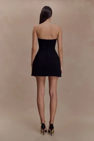 Vestido mini sin tirantes con adornos Hilda – Negro
