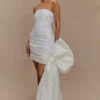 Vestido mini sin tirantes con lazo Franka – Blanco Vestido mini sin tirantes con lazo Franka – Blanco