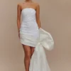 Vestido mini sin tirantes con lazo Franka – Blanco Vestido mini sin tirantes con lazo Franka – Blanco