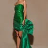 Vestido mini sin tirantes con lazo Franka – Esmeralda Vestido mini sin tirantes con lazo Franka – Esmeralda