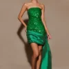 Vestido mini sin tirantes con lazo Franka – Esmeralda Vestido mini sin tirantes con lazo Franka – Esmeralda