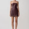 Vestido mini sin tirantes de imitación de cuero Anouk – Merlot Vestido mini sin tirantes de imitación de cuero Anouk – Merlot