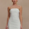 Vestido mini sin tirantes de malla Jianna – Blanco Vestido mini sin tirantes de malla Jianna – Blanco