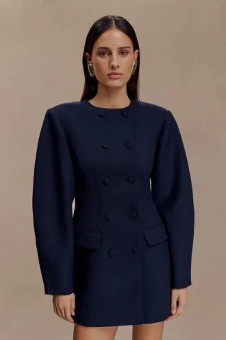 Vestido mini tipo blazer Beatrice – Azul marino