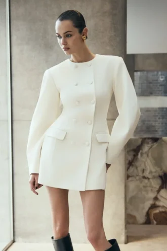Vestido mini tipo blazer Beatrice – Marfil