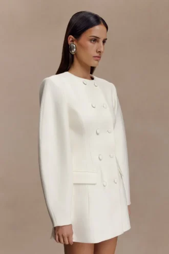 Vestido mini tipo blazer Beatrice – Marfil