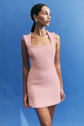 Vestido sin mangas Lea Tweed – Rosa bebé