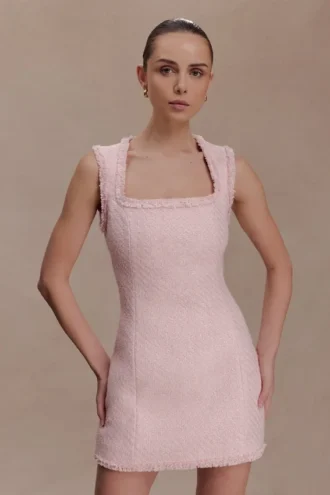 Vestido sin mangas Lea Tweed – Rosa bebé