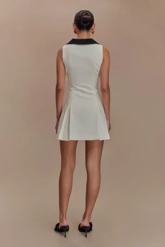 Vestido sin mangas Oli con contraste – Marfil/Negro