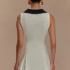 Vestido sin mangas Oli con contraste – Marfil/Negro Vestido sin mangas Oli con contraste – Marfil/Negro