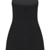 Vestido sin tirantes Liva con ribete floral de diamantes – Negro