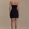 Vestido sin tirantes Liva con ribete floral de diamantes – Negro