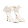 Zapatos de tacón con lazo de satén – Blanco