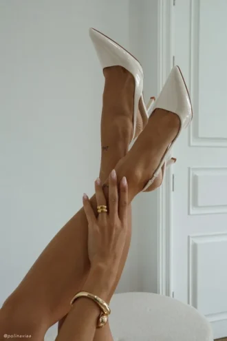 Zapatos de tacón con talón abierto Dasha – Marfil